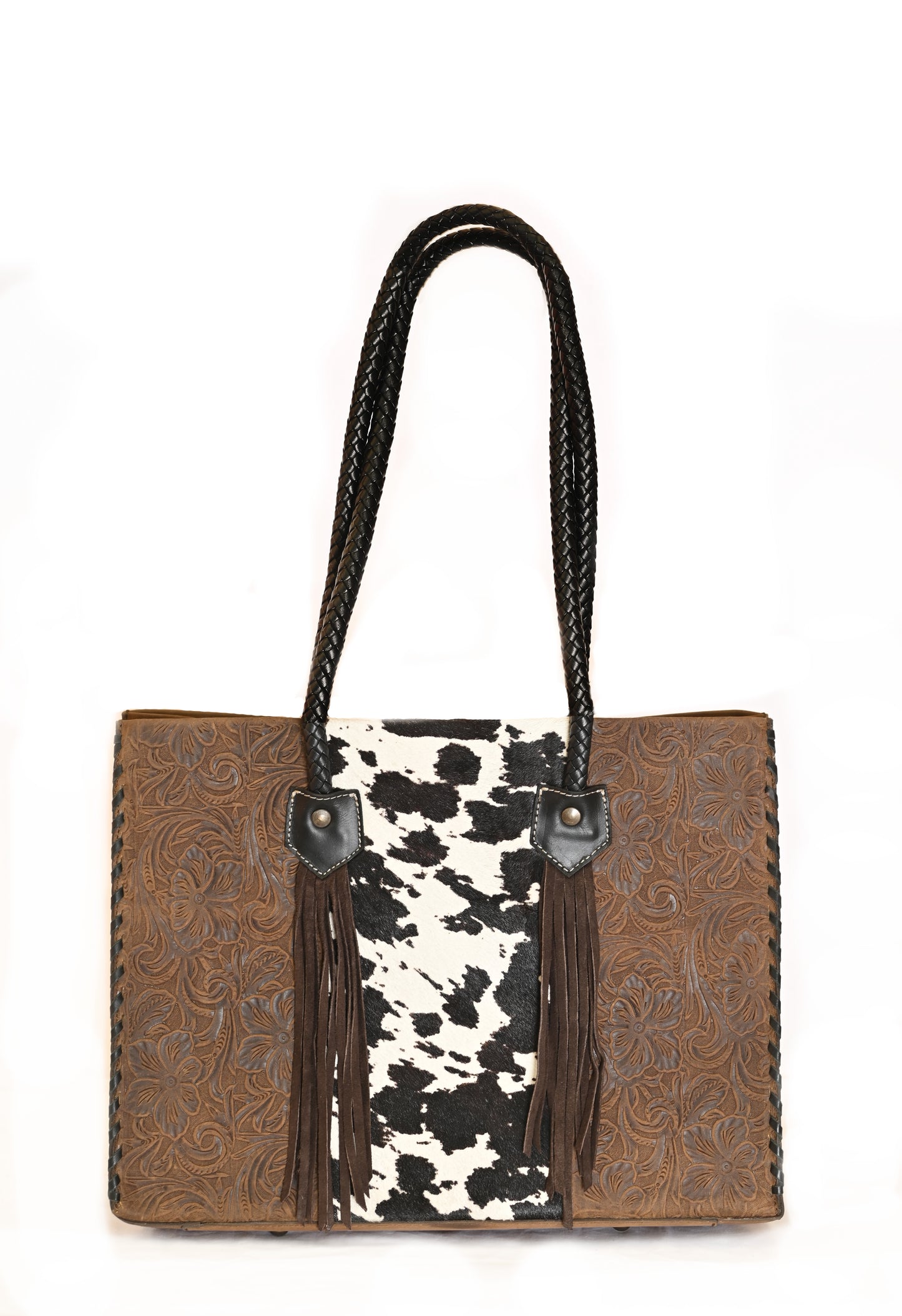 Tooled Black Cowhide Purse