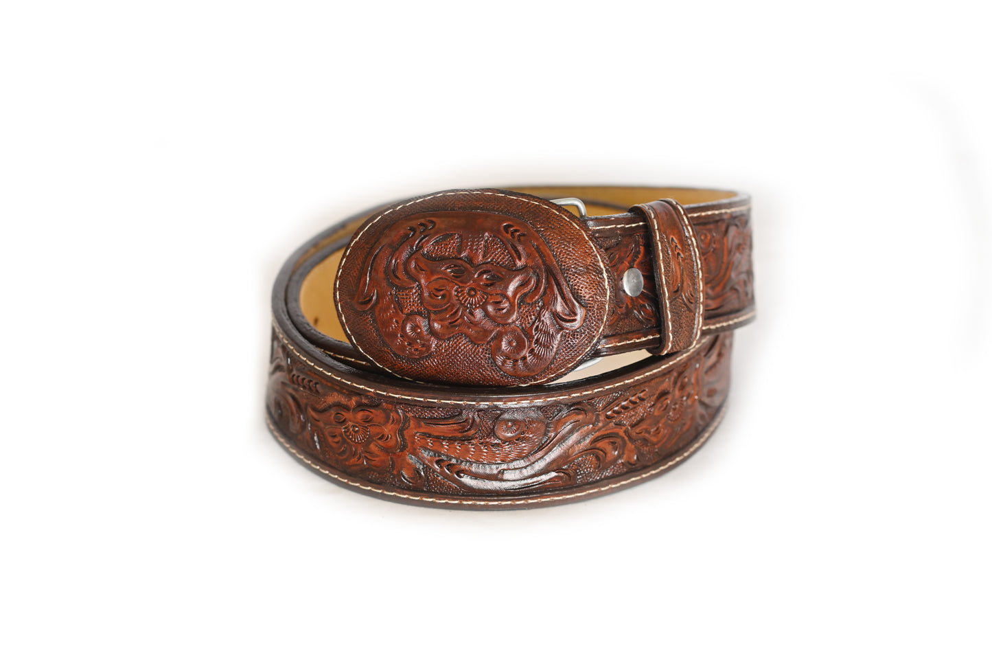 Dark Brown Tooled Belt