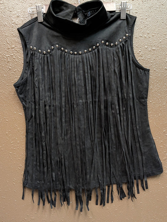 Suede Studded Fringe Top
