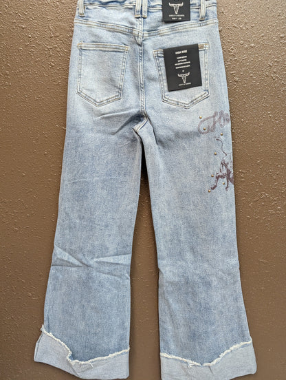Howdy Ripped Studded Cropped Jean