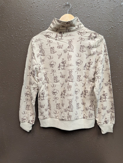 Rockin A Ribbon Roping Zip Sweatshirt