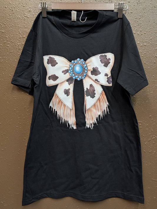 Cowhide Bow Fringe T-Shirt